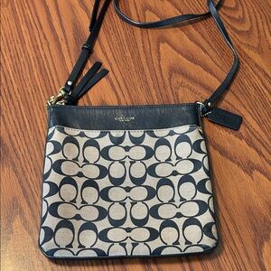 Coach Signature Black and Tan Crossbody Bag
